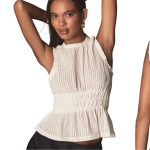 Maeve by Anthropologie Smocked Top in Ivory